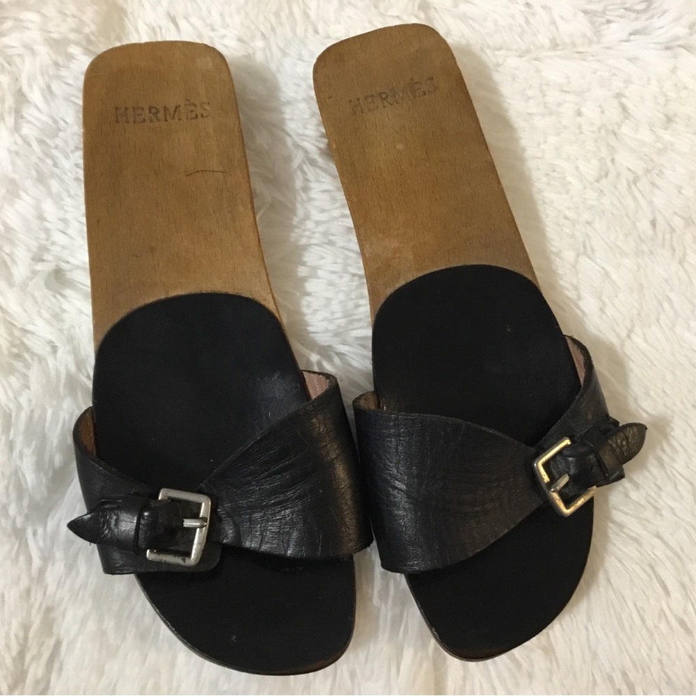 Hermes Black Leather Women's Sandals - Picture 11 of 11